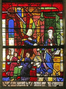 Fenster mit der Verkündigung und Stiftern von French School